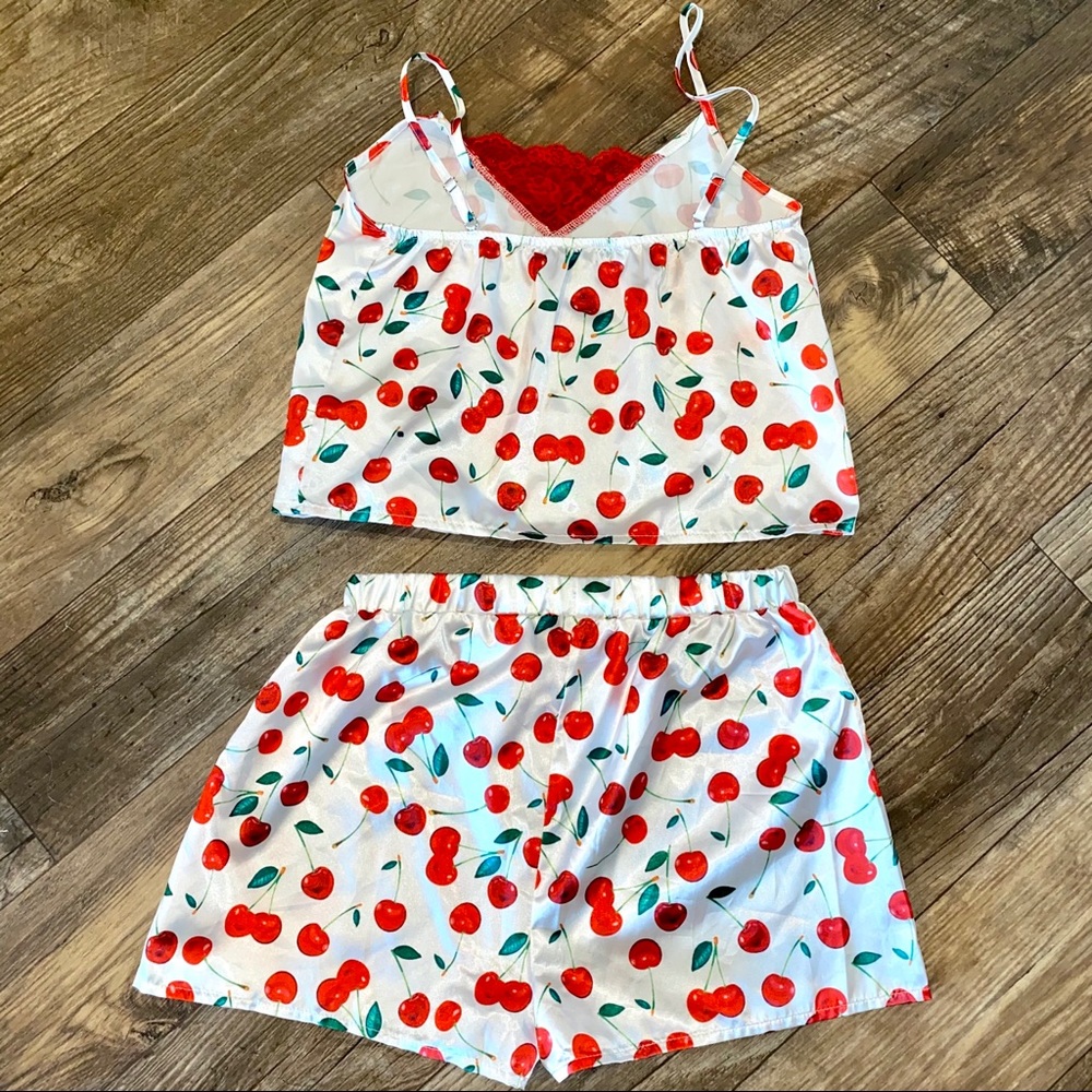 SOLD 💕NEW Boohoo Satin Cherry Sleep Set - Picture 11 of 16